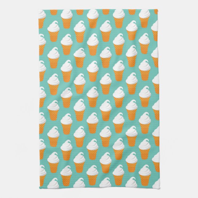Vanilla Ice Cream Cone Pattern Kitchen Towel (Vertical)