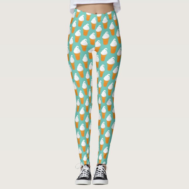 Vanilla Ice Cream Cone Pattern Leggings (Front)