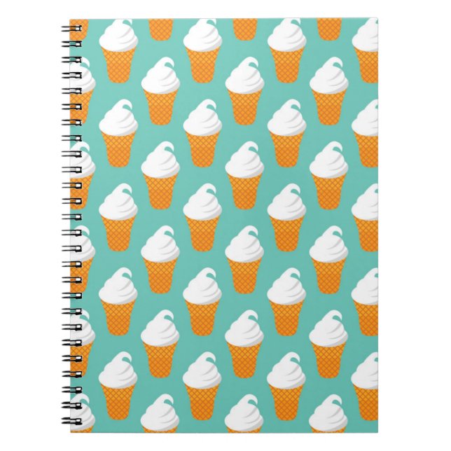 Vanilla Ice Cream Cone Pattern Notebook (Front)
