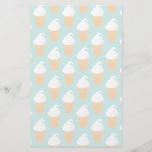 Vanilla Ice Cream Cone Pattern Stationery