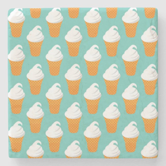 Vanilla Ice Cream Cone Pattern Stone Coaster (Front)