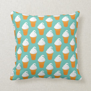 Vanilla Ice Cream Cone Pattern Throw Pillow