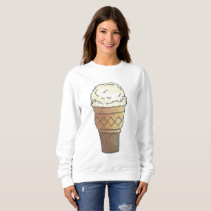 Vanilla Ice Cream Cone Scoop Sweets Dessert Foodie Sweatshirt