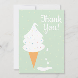 Vanilla Ice Cream Cone With Sprinkles Melting Thank You Card