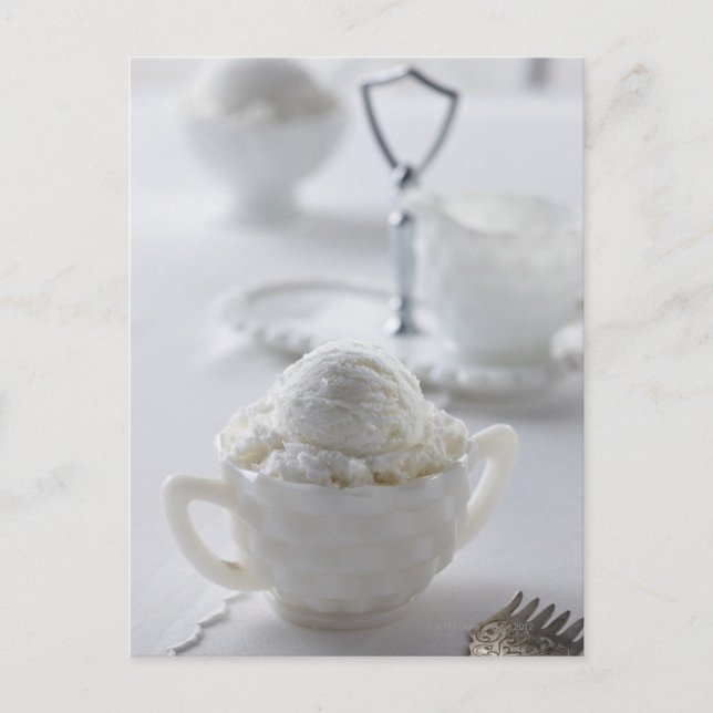 Vanilla ice cream in a white environment postcard (Front)