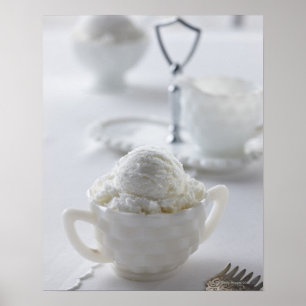 Vanilla ice cream in a white environment poster