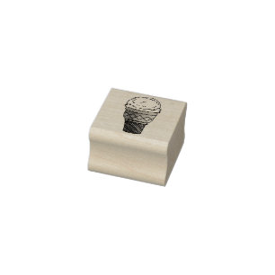 Vanilla Ice Cream Scoop Cone Dessert Summertime Rubber Stamp