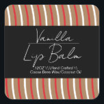 Vanilla Lip Balm Peppermint Swirls Packaging  Square Sticker<br><div class="desc">Lip Balm Maker Business Branding Labels</div>