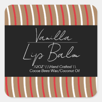 Vanilla Lip Balm Peppermint Swirls Packaging  Square Sticker