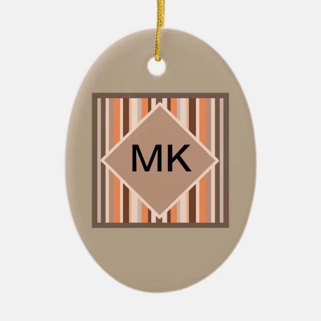 Vanilla Melon  Stripes Ceramic Ornament (Front)