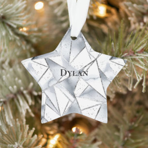 Vanilla Silver Confetti Glitzy Glam Christmas Ornament