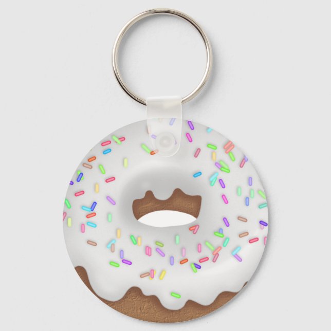 Vanilla sprinkled doughnut bakery button keychain (Front)