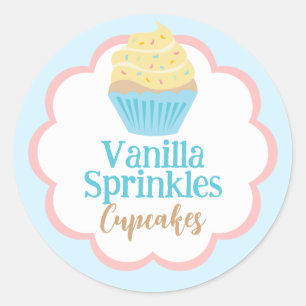 Vanilla Sprinkles Cupcake Scallop Label