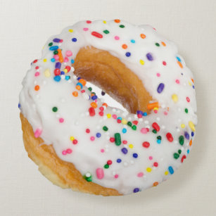 Vanilla Sprinkles Doughnut Novelty Round Pillow