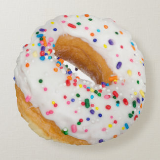Vanilla Sprinkles Doughnut Novelty Round Pillow