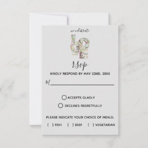 Vanilla Strawberry Hydrangeas Wedding RSVP card