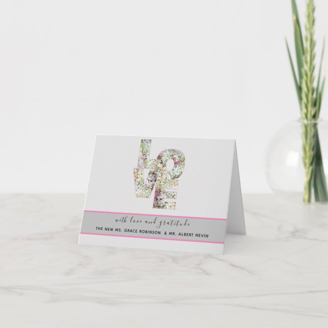 Vanilla Strawberry Hydrangeas Wedding Thank You Card (Front)