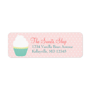 Vanilla Swirl Cupcake Teal - Return Address Labels