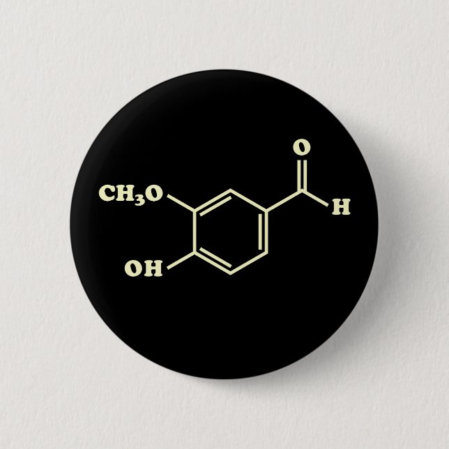 Vanilla Vanillin Molecular Chemical Formula 2 Inch Round Button (Front)