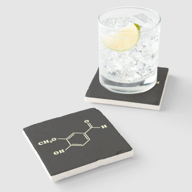 Vanilla Vanillin Molecular Chemical Formula Stone Coaster (Side)
