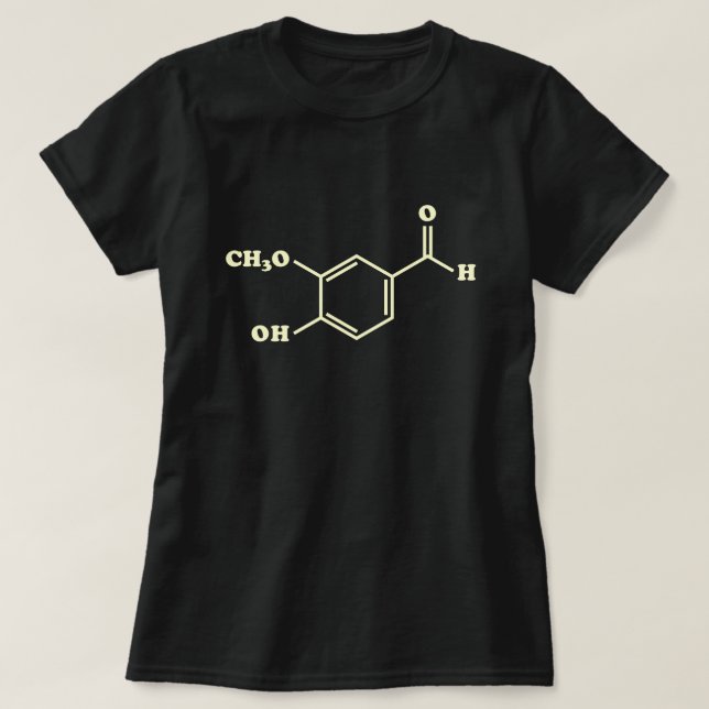 Vanilla Vanillin Molecular Chemical Formula T-Shirt (Design Front)