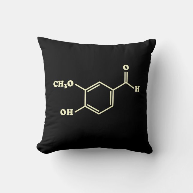 Vanilla Vanillin Molecular Chemical Formula Throw Pillow (Front)