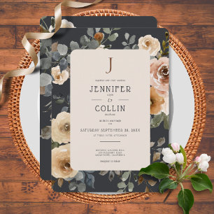 Vanilla White Boho Rose Blue Faire-part de mariage