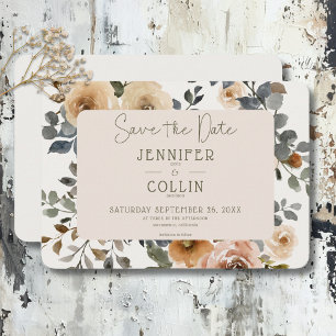 Vanilla White Boho Roses Cream Wedding Save The Date