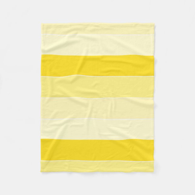 Vanilla Yellow White Stripes Stylish Template Fleece Blanket (Front)