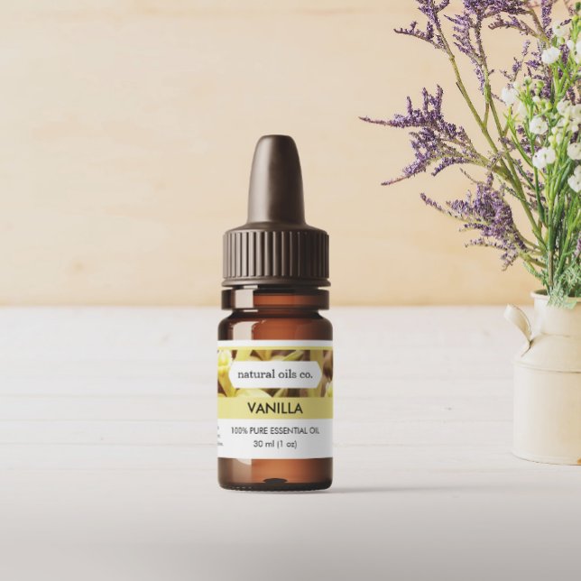 Vanille Huiles Essentielles Étiquette de bouteille (Créateur téléchargé)