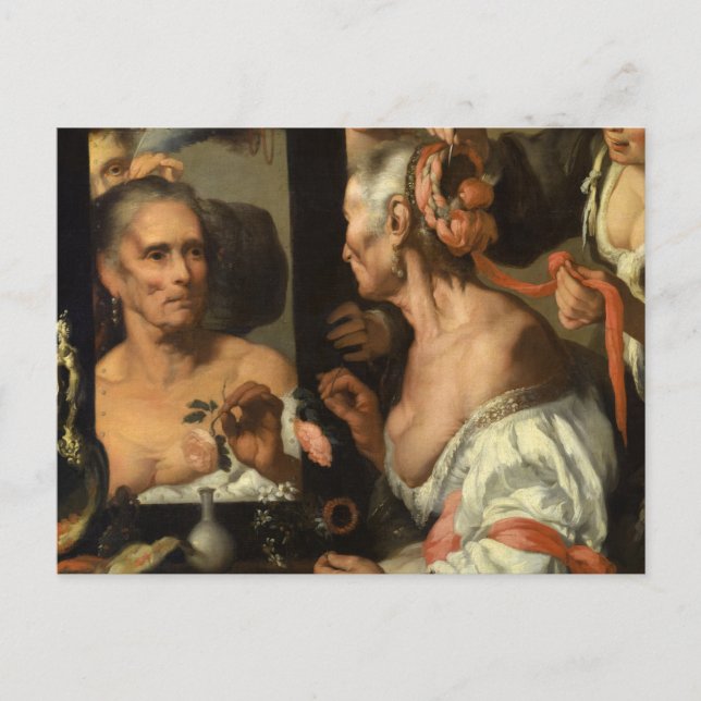 Vanitas, The Old Coquette by Bernardo Strozzi Postcard (Front)