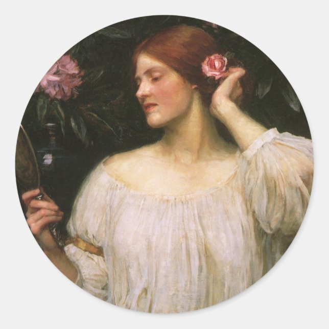Vanity by John William Waterhouse Classic Round Sticker (Front)
