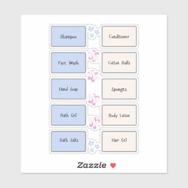 Vanity Items Organization Vinyl Labels (Sheet)