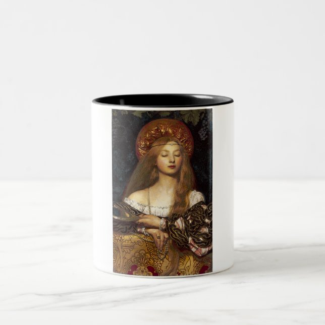 Vanity Pre-Raphaelite woman Two-Tone Coffee Mug (Center)