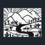 Vanlife Campervan Desert Mountains RV Sunrise Postcard<br><div class="desc">Check out this awesome postcard with drawings of mountains and a camper van. Add your own text. Check out my shop for butterflies,  birds,  RVs,  camping,  hiking,  flowers and lots more!</div>