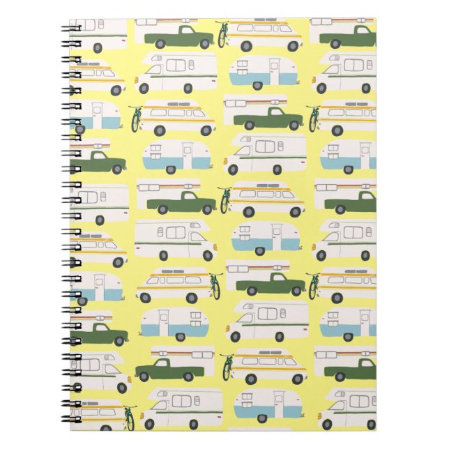 Vanlife Camping Camper RV Trailer Pattern Notebook (Front)