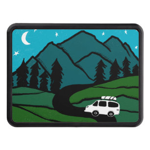 Vanlife Camping Vintage Van Mountain Moon Trailer Hitch Cover