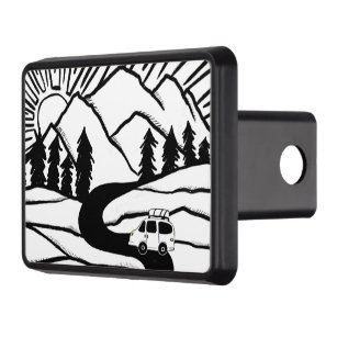 Vanlife Camping  Vintage Van Mountain Sunrise Trailer Hitch Cover