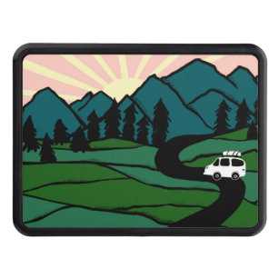 Vanlife Camping  Vintage Van Mountains Sunrise  Trailer Hitch Cover