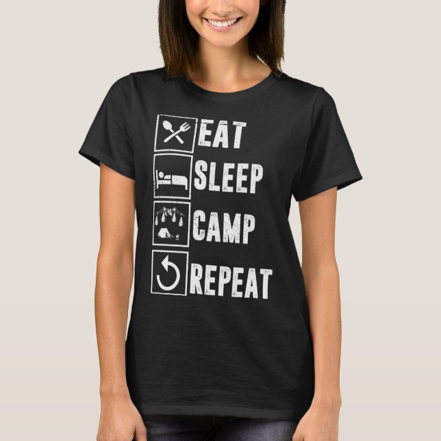 Vanlife Eat Sleep Camp Repeat T-Shirt (Front)