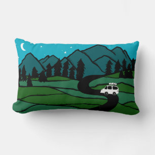 Vanlife in the Mountains Day & Night Camping  Lumbar Pillow