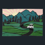 Vanlife in the Mountains Sunrise Camping Kitchen Towel<br><div class="desc">Decorate your kitchen with this cool towel. Makes a great housewarming (vanwarming?),  birthday or anniversary gift! 
You can customize it and add text too.
Check my shop for lots more colours and patterns plus matching kitchen stuff!</div>