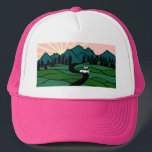 Vanlife in the Mountains Sunrise Sunset Trucker Hat<br><div class="desc">Check out this cool hat with a campervan in the mountains! Check out my shop for more!</div>