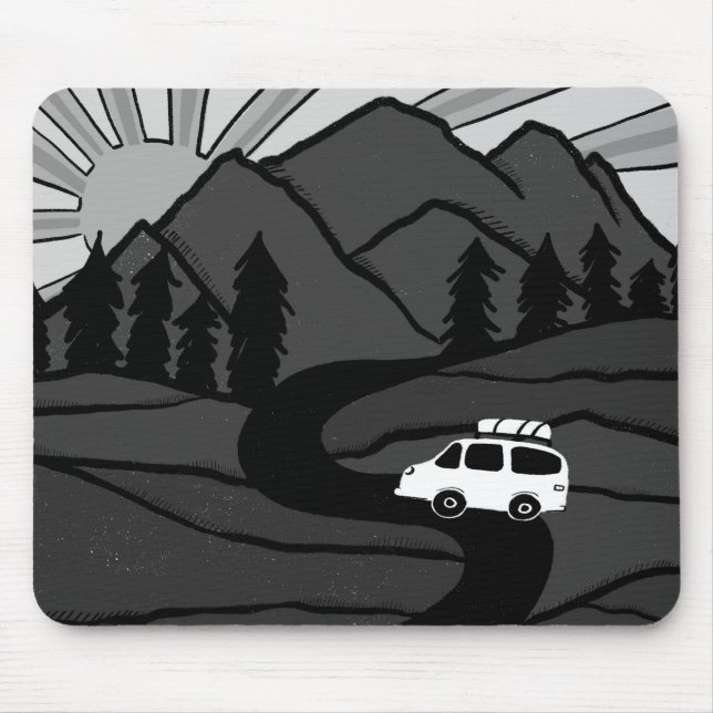 Vanlife MOUNTAIN SUNRISE Illustration Mouse Pad (Front)