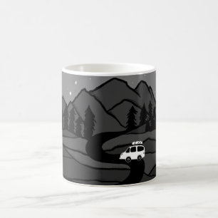 Vanlife Road Trip Campervan Mountain Moon Stars Coffee Mug