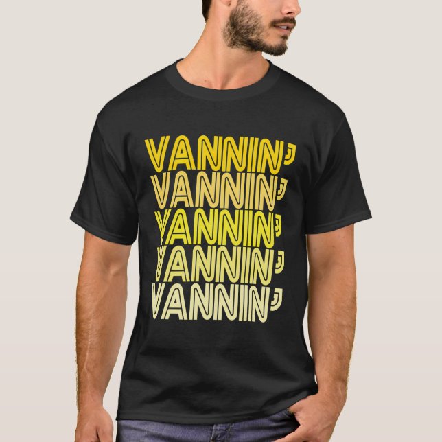 Vannin Yellow Retro Vanner Vanning Nation Van Life T-Shirt (Front)