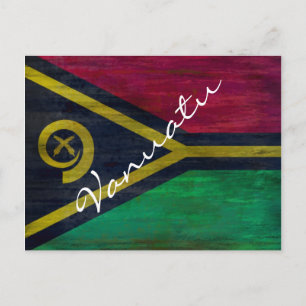 Vanuatu distressed flag postcard