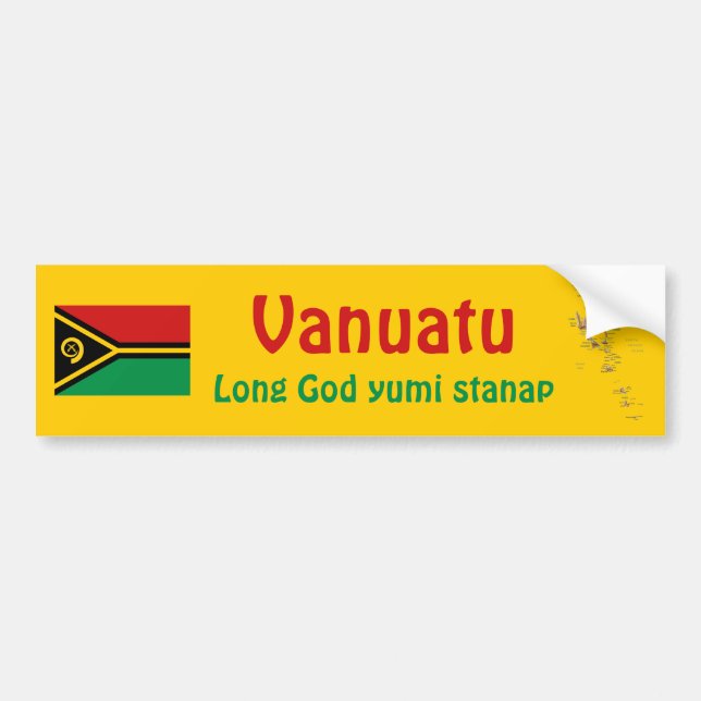 Vanuatu Flag + Map Bumper Sticker (Front)