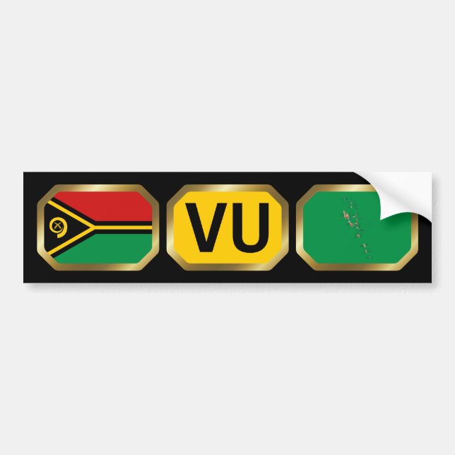 Vanuatu Flag Map Code Bumper Sticker (Front)