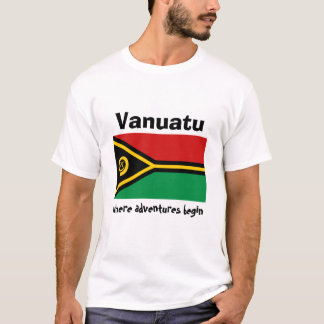 Vanuatu Flag + Map + Text T-Shirt